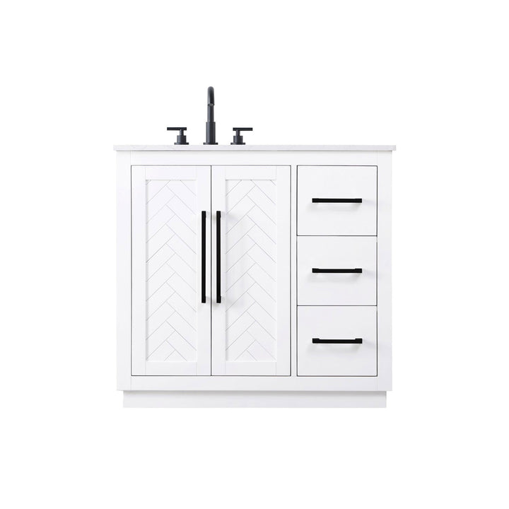 36 Inch Single Bathroom Vanity In White - View 3 - Joshua Marshal
