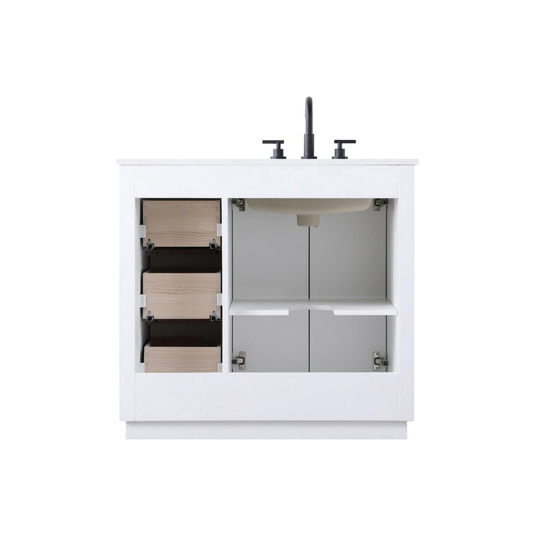 36 Inch Single Bathroom Vanity In White - View 5 - Joshua Marshal