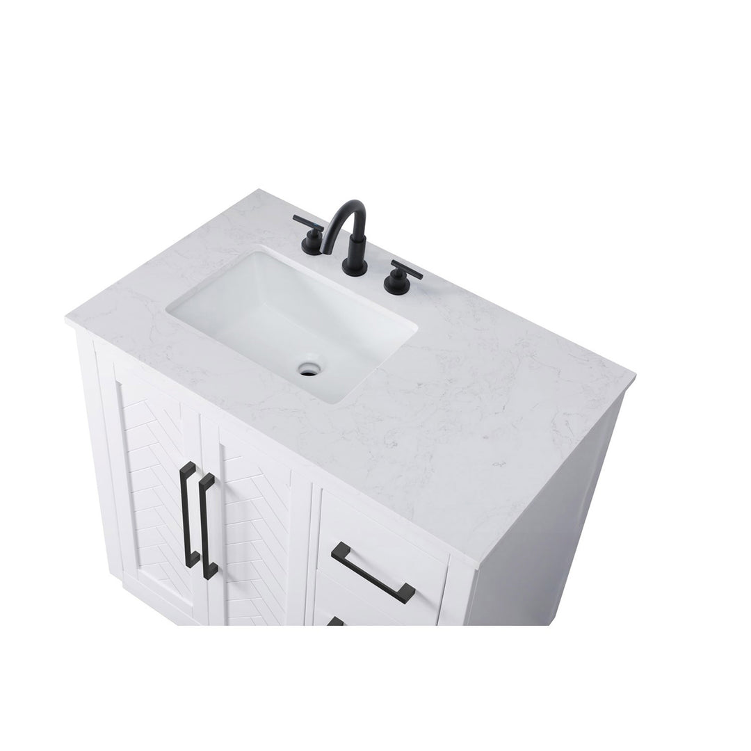 36 Inch Single Bathroom Vanity In White - View 6 - Joshua Marshal
