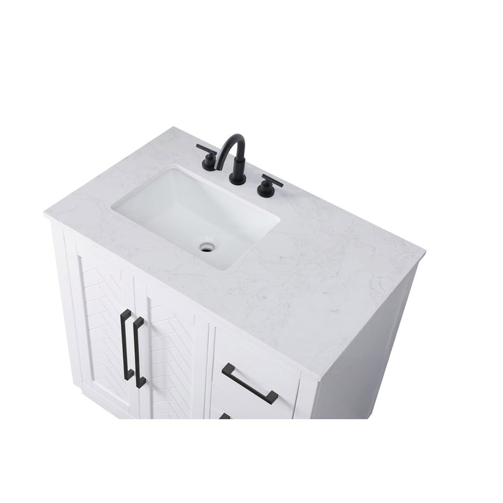 36 Inch Single Bathroom Vanity In White - View 6 - Joshua Marshal