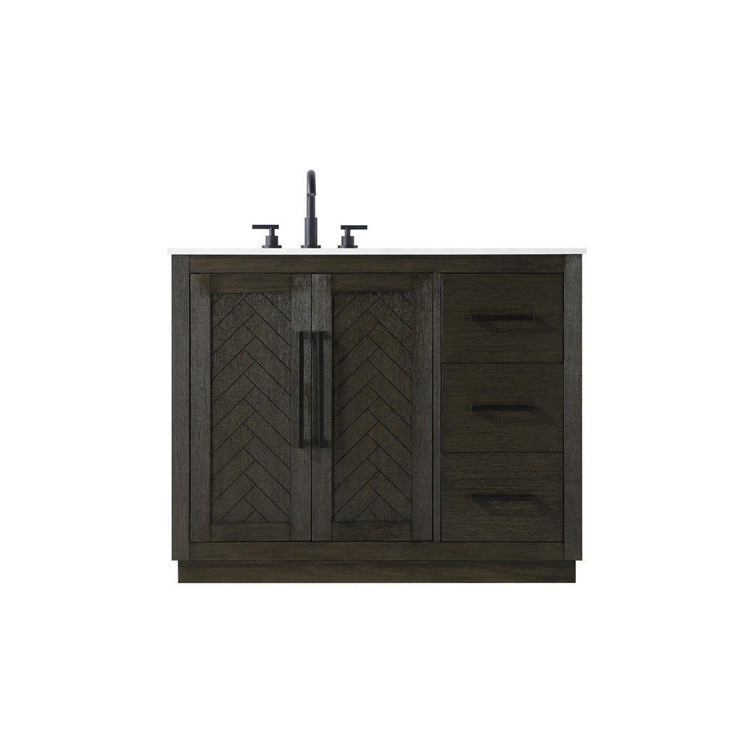 42 Inch Single Bathroom Vanity In Chocolate Oak - View 3 - Joshua Marshal