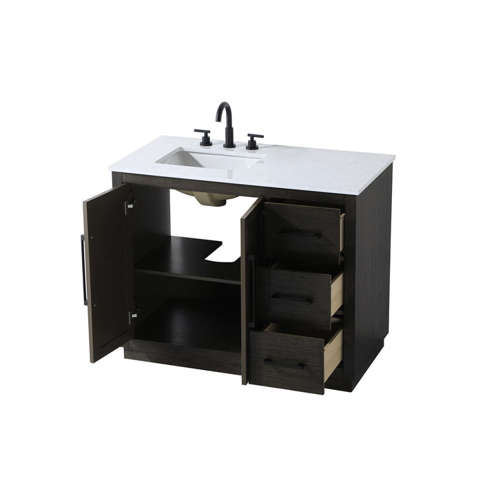 42 Inch Single Bathroom Vanity In Chocolate Oak - View 4 - Joshua Marshal