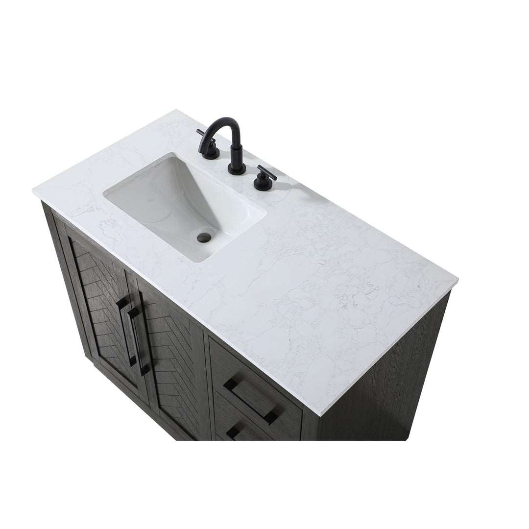 42 Inch Single Bathroom Vanity In Chocolate Oak - View 5 - Joshua Marshal