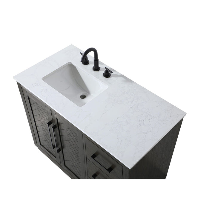 42 Inch Single Bathroom Vanity In Chocolate Oak - View 5 - Joshua Marshal