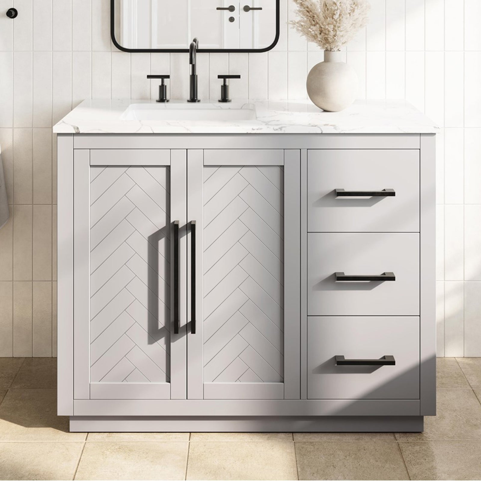 42 Inch Single Bathroom Vanity In Grey Grey Finish - KITCHEN & BATH by Joshua Marshal