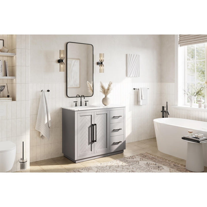 42 Inch Single Bathroom Vanity In Grey - View 2 - Joshua Marshal