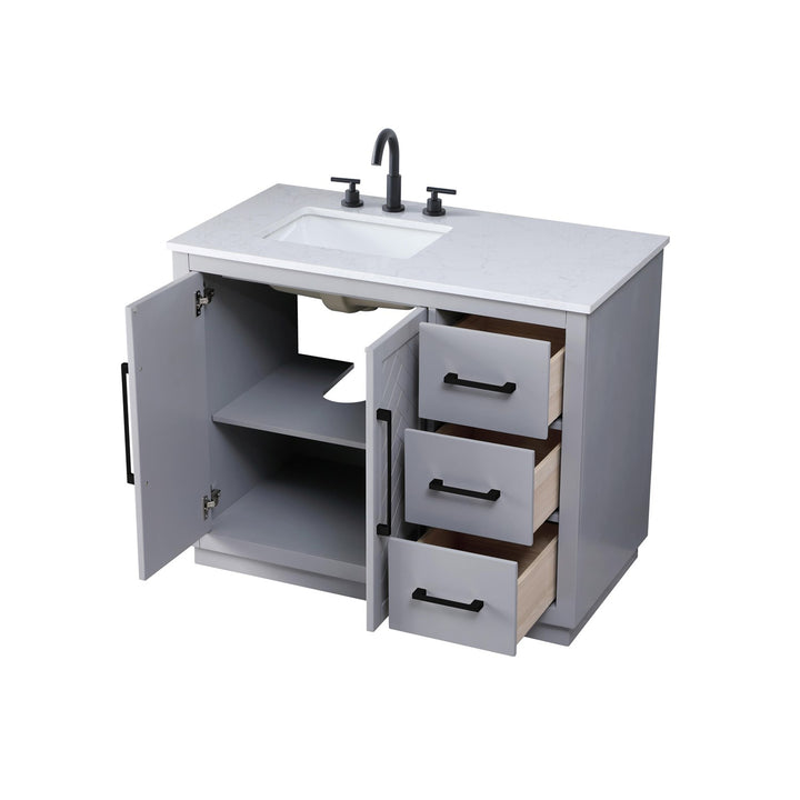 42 Inch Single Bathroom Vanity In Grey - View 4 - Joshua Marshal
