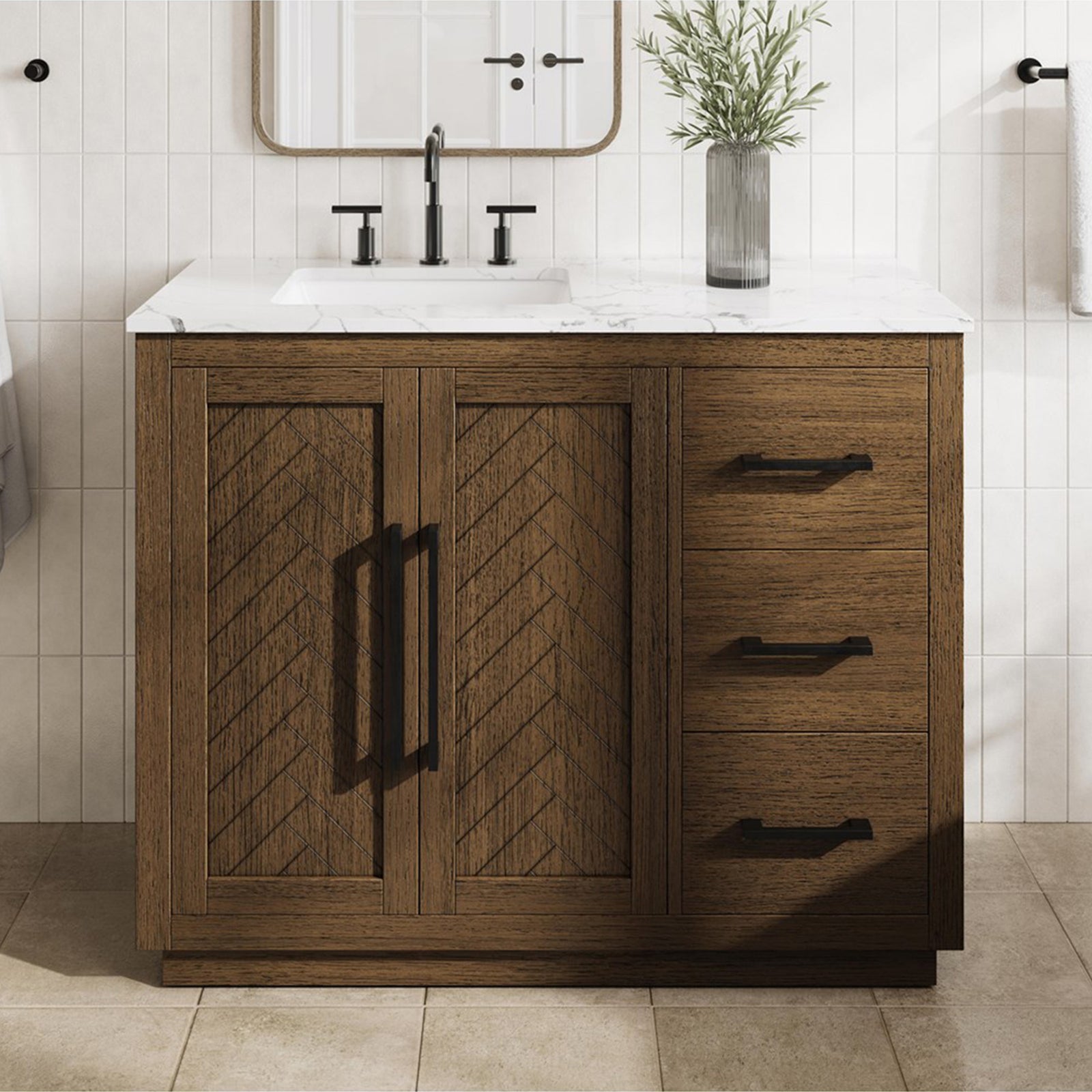 42 Inch Single Bathroom Vanity In Hazel Oak Hazel Oak Finish - KITCHEN & BATH by Joshua Marshal