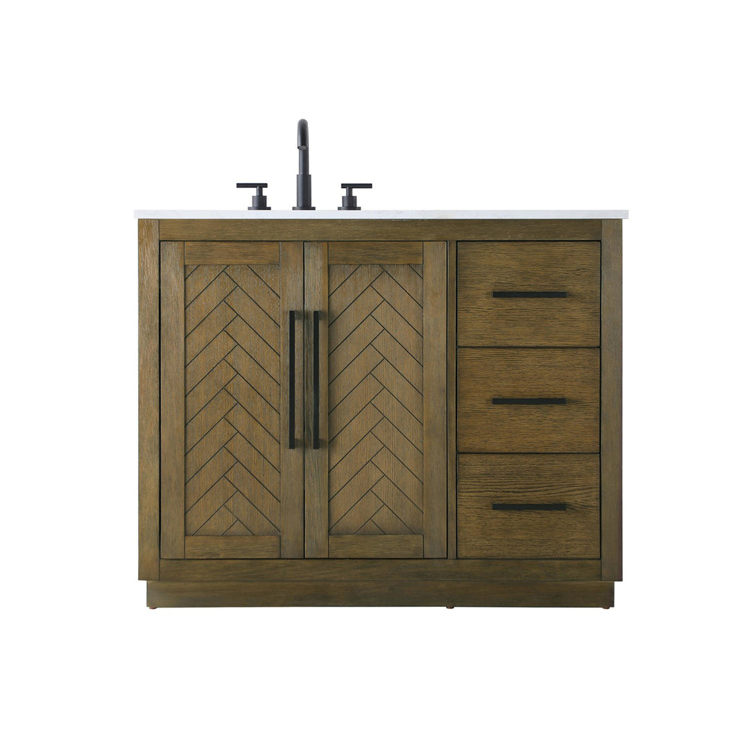 42 Inch Single Bathroom Vanity In Hazel Oak - View 3 - Joshua Marshal