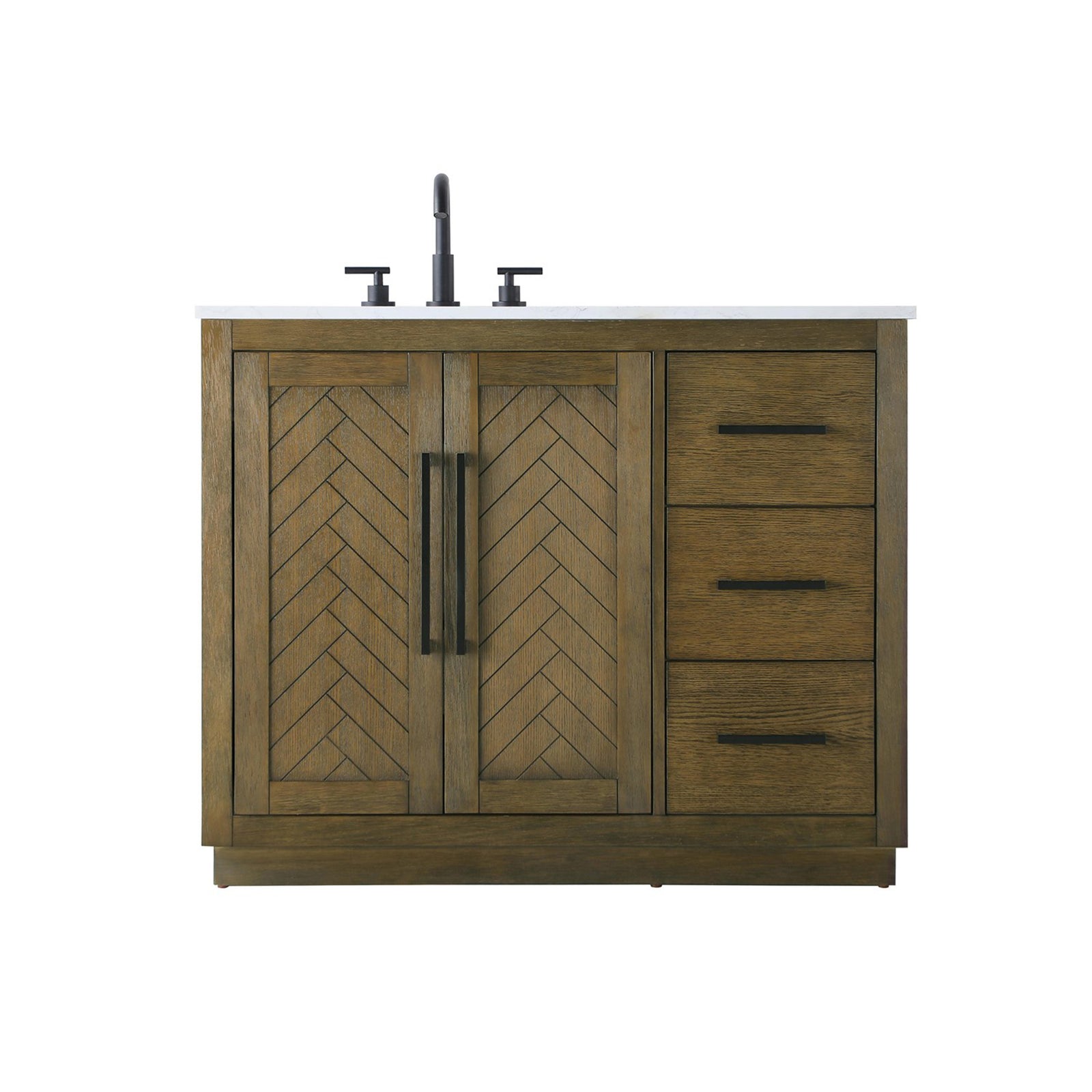 42 Inch Single Bathroom Vanity In Hazel Oak - View 3 - Joshua Marshal