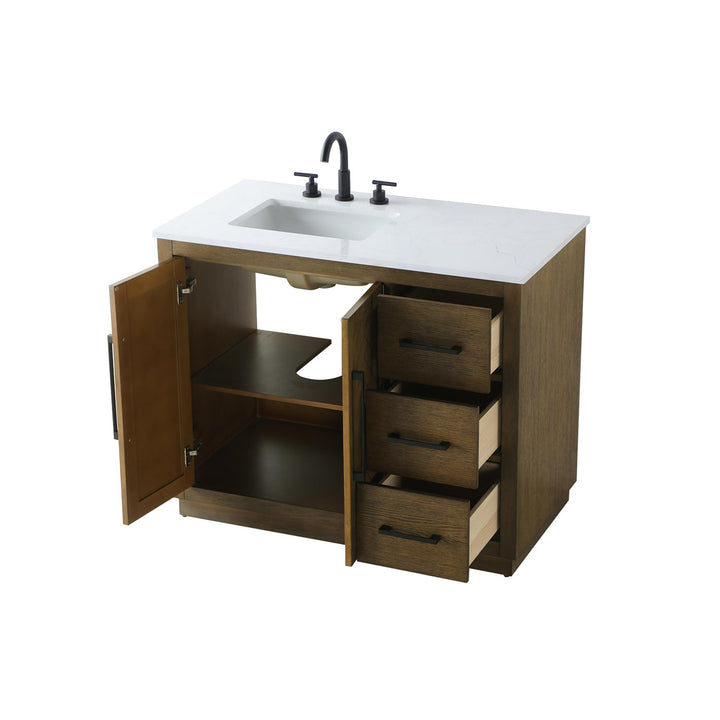 42 Inch Single Bathroom Vanity In Hazel Oak - View 4 - Joshua Marshal