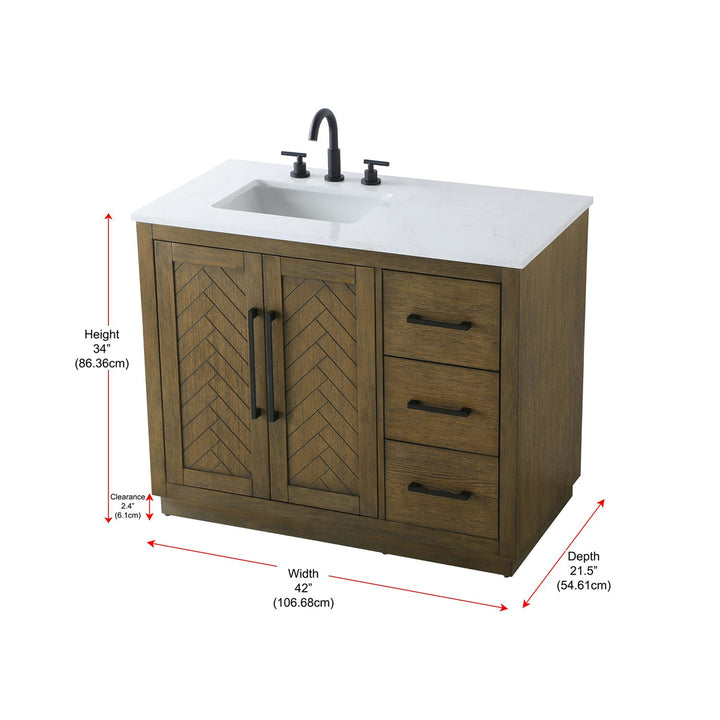 42 Inch Single Bathroom Vanity In Hazel Oak - View 6 - Joshua Marshal