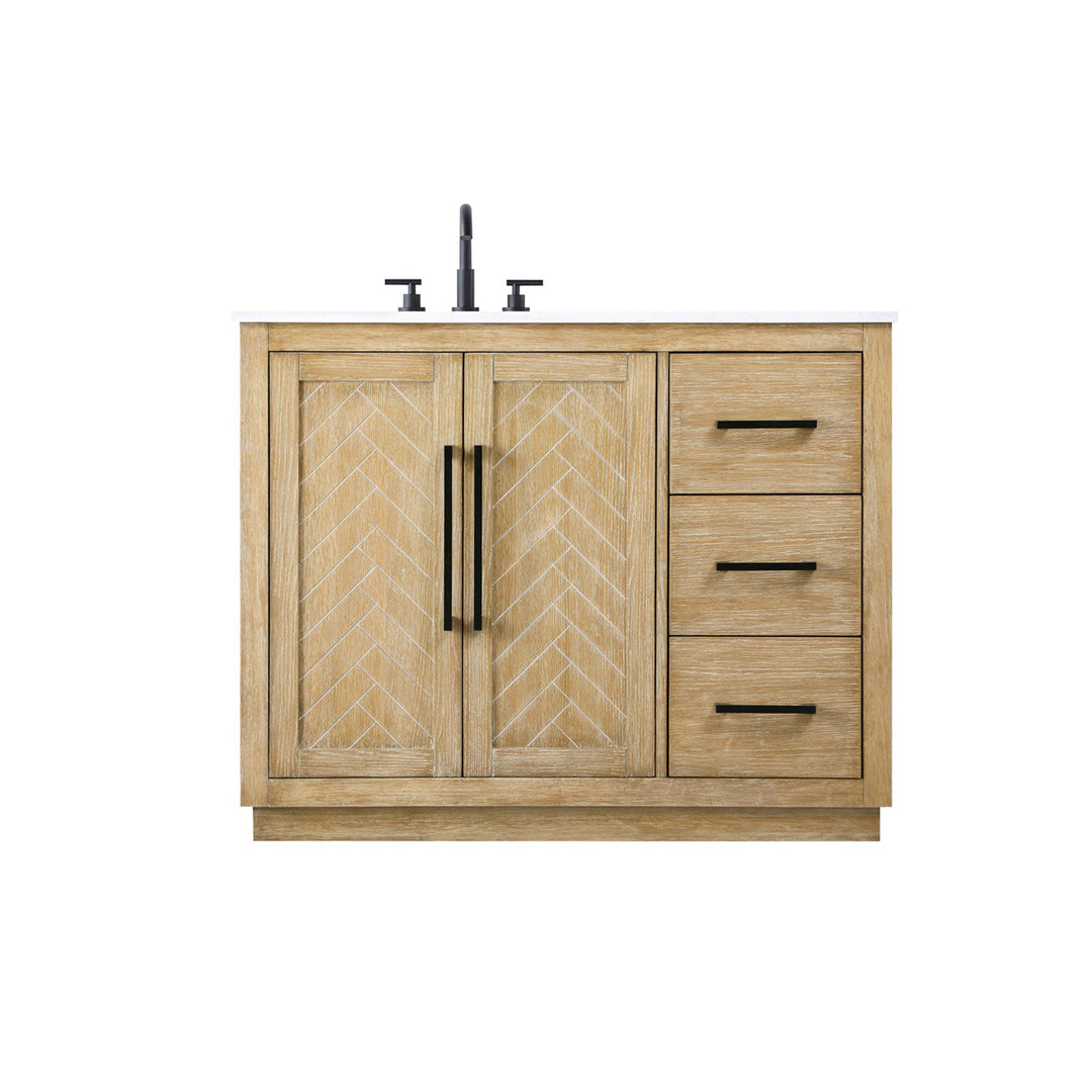 42 Inch Single Bathroom Vanity In Linen Oak - View 3 - Joshua Marshal