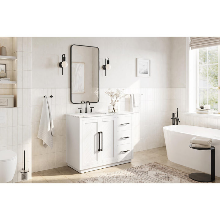 42 Inch Single Bathroom Vanity In White - View 2 - Joshua Marshal