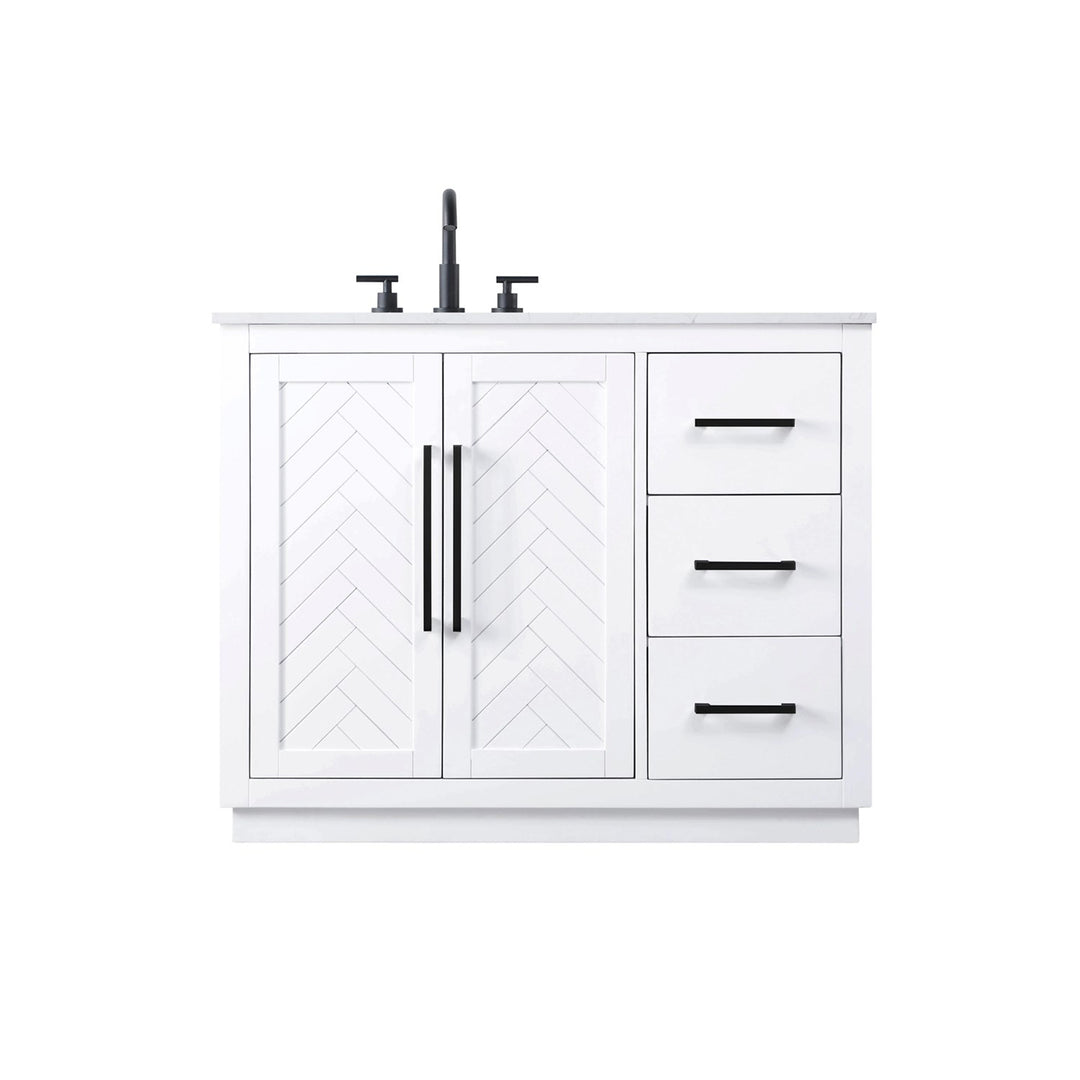 42 Inch Single Bathroom Vanity In White - View 4 - Joshua Marshal
