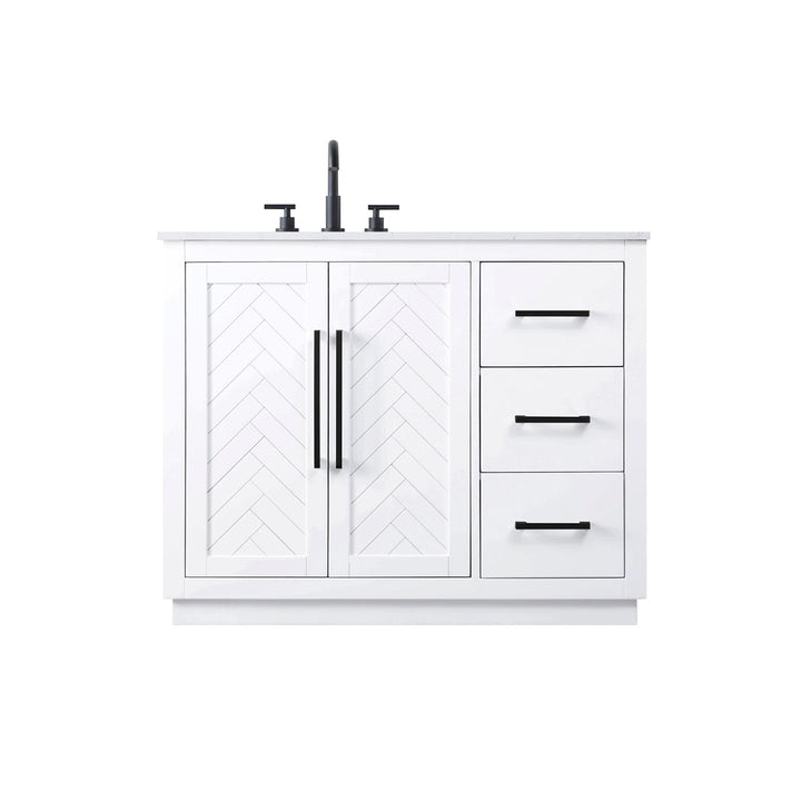 42 Inch Single Bathroom Vanity In White - View 4 - Joshua Marshal
