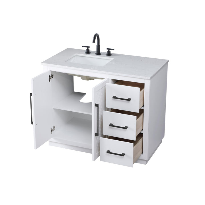 42 Inch Single Bathroom Vanity In White - View 5 - Joshua Marshal
