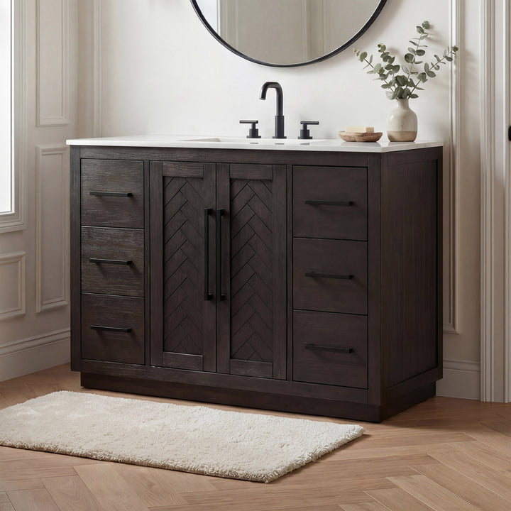 48 Inch Single Bathroom Vanity In Chocolate Oak Chocolate Oak Finish - KITCHEN & BATH by Joshua Marshal