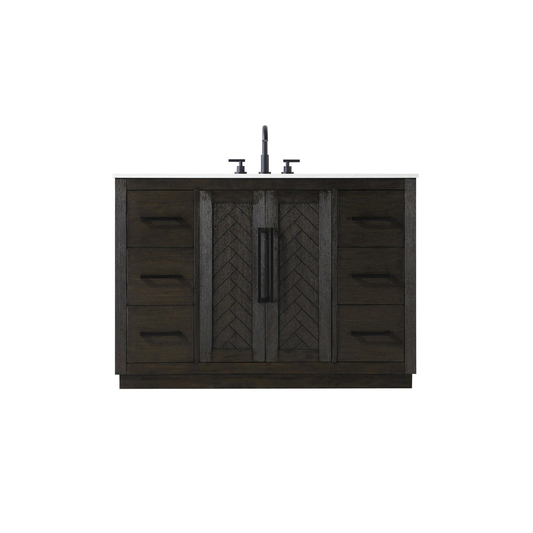 48 Inch Single Bathroom Vanity In Chocolate Oak - View 3 - Joshua Marshal