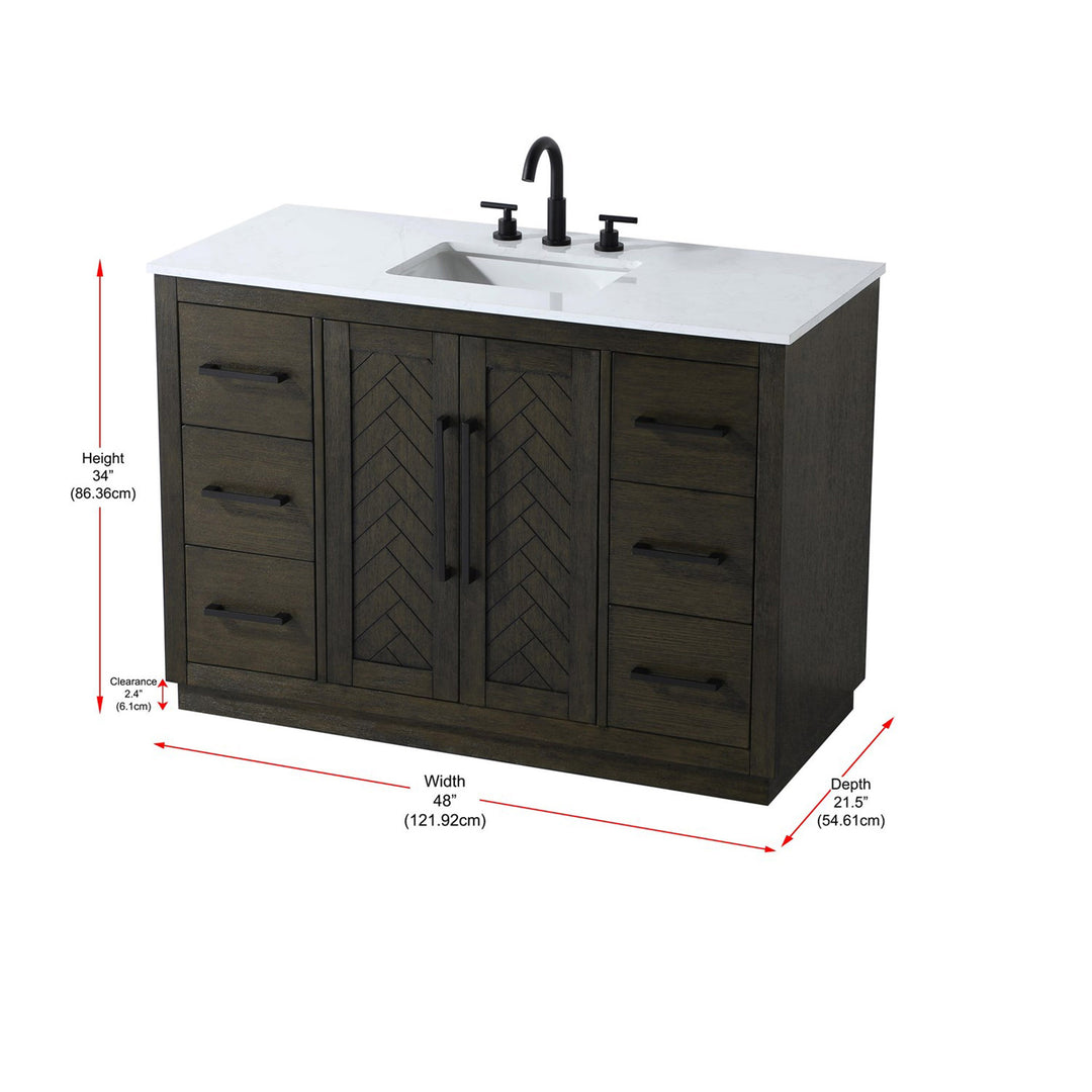 48 Inch Single Bathroom Vanity In Chocolate Oak - View 4 - Joshua Marshal