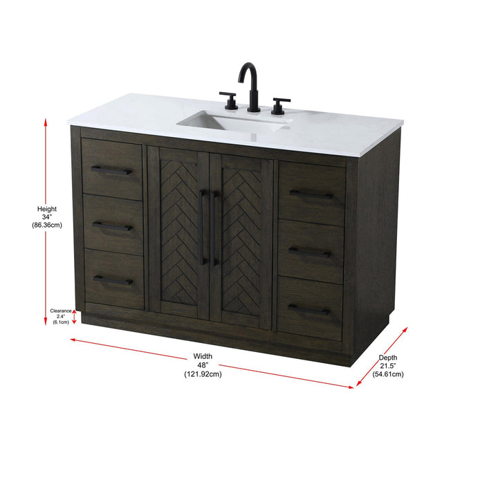 48 Inch Single Bathroom Vanity In Chocolate Oak - View 4 - Joshua Marshal