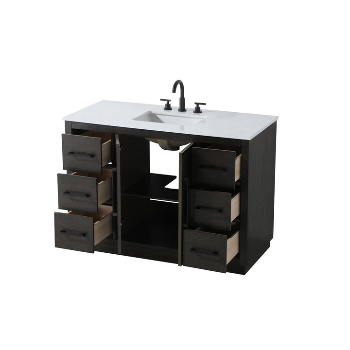 48 Inch Single Bathroom Vanity In Chocolate Oak - View 5 - Joshua Marshal