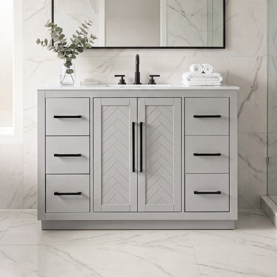 48 Inch Single Bathroom Vanity In Grey Grey Finish - KITCHEN & BATH by Joshua Marshal