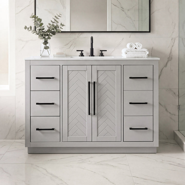 48 Inch Single Bathroom Vanity In Grey Grey Finish - KITCHEN & BATH by Joshua Marshal