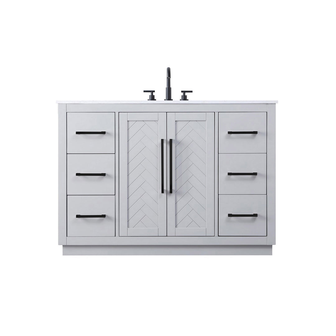 48 Inch Single Bathroom Vanity In Grey - View 3 - Joshua Marshal