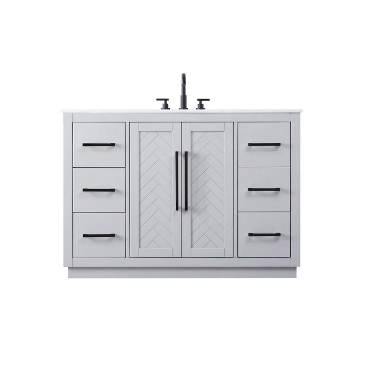 48 Inch Single Bathroom Vanity In Grey - View 3 - Joshua Marshal