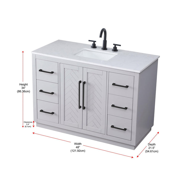 48 Inch Single Bathroom Vanity In Grey - View 4 - Joshua Marshal