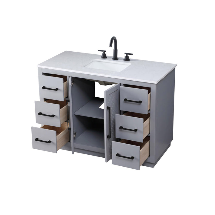 48 Inch Single Bathroom Vanity In Grey - View 5 - Joshua Marshal