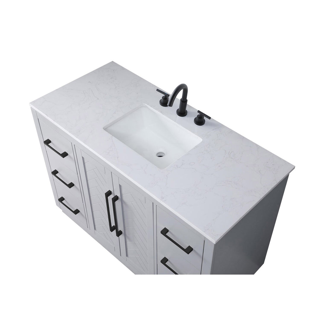 48 Inch Single Bathroom Vanity In Grey - View 6 - Joshua Marshal