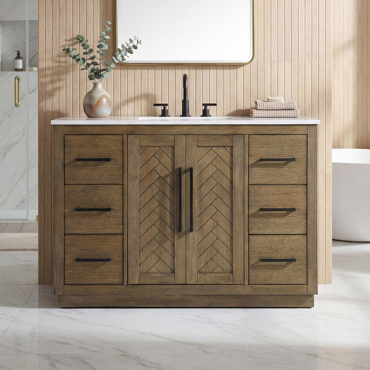 48 Inch Single Bathroom Vanity In Hazel Oak Hazel Oak Finish - KITCHEN & BATH by Joshua Marshal