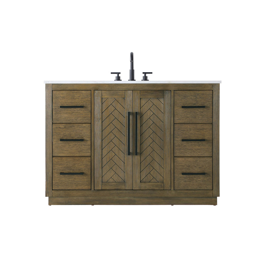 48 Inch Single Bathroom Vanity In Hazel Oak - View 3 - Joshua Marshal