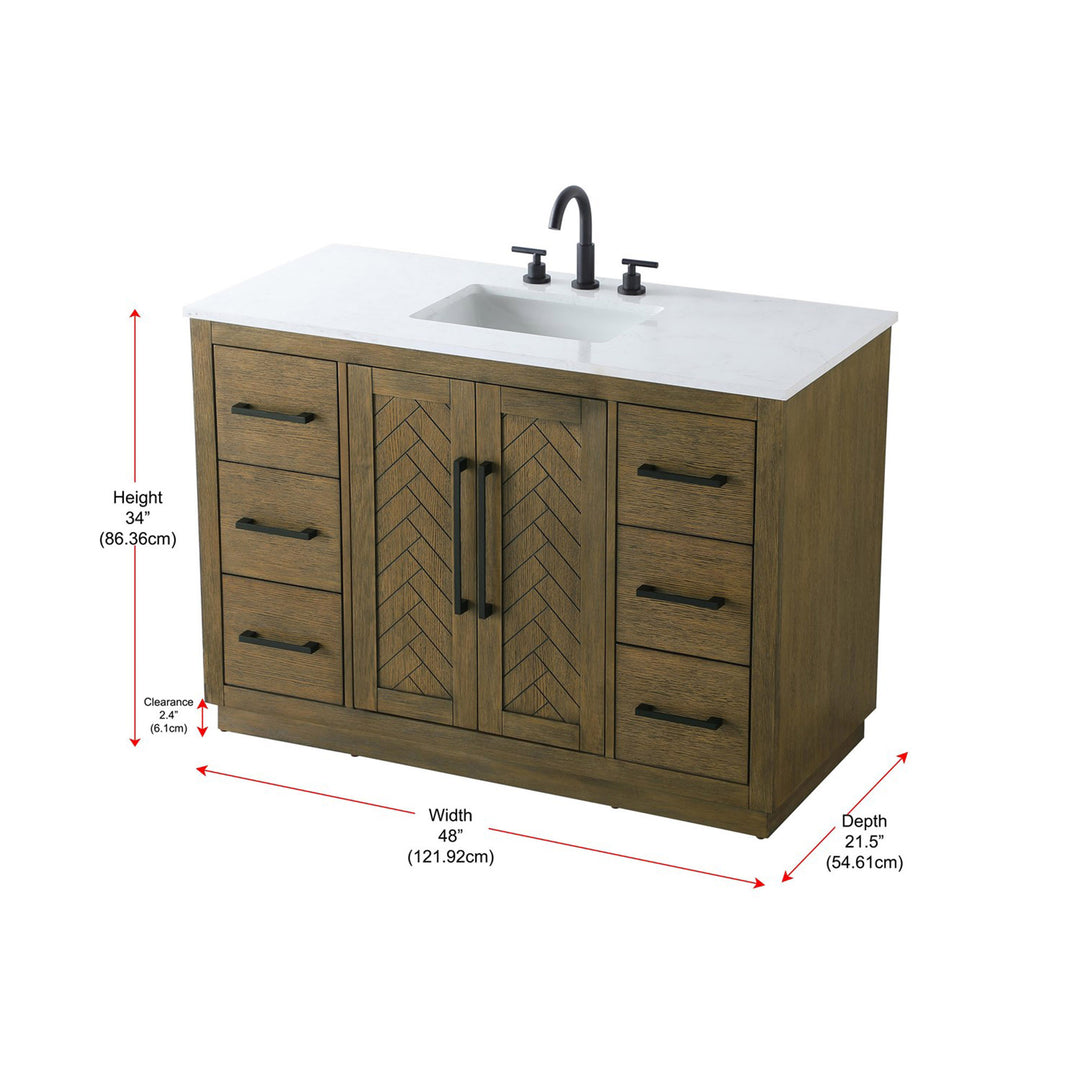 48 Inch Single Bathroom Vanity In Hazel Oak - View 4 - Joshua Marshal