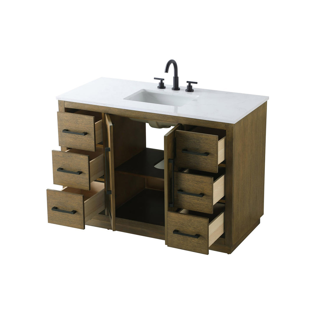 48 Inch Single Bathroom Vanity In Hazel Oak - View 5 - Joshua Marshal