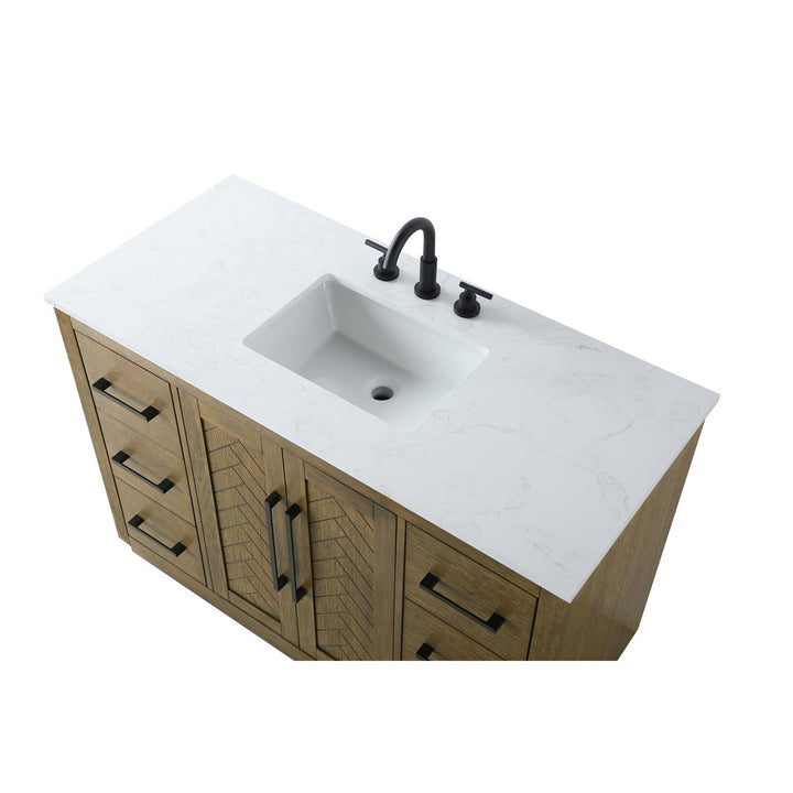 48 Inch Single Bathroom Vanity In Hazel Oak - View 6 - Joshua Marshal
