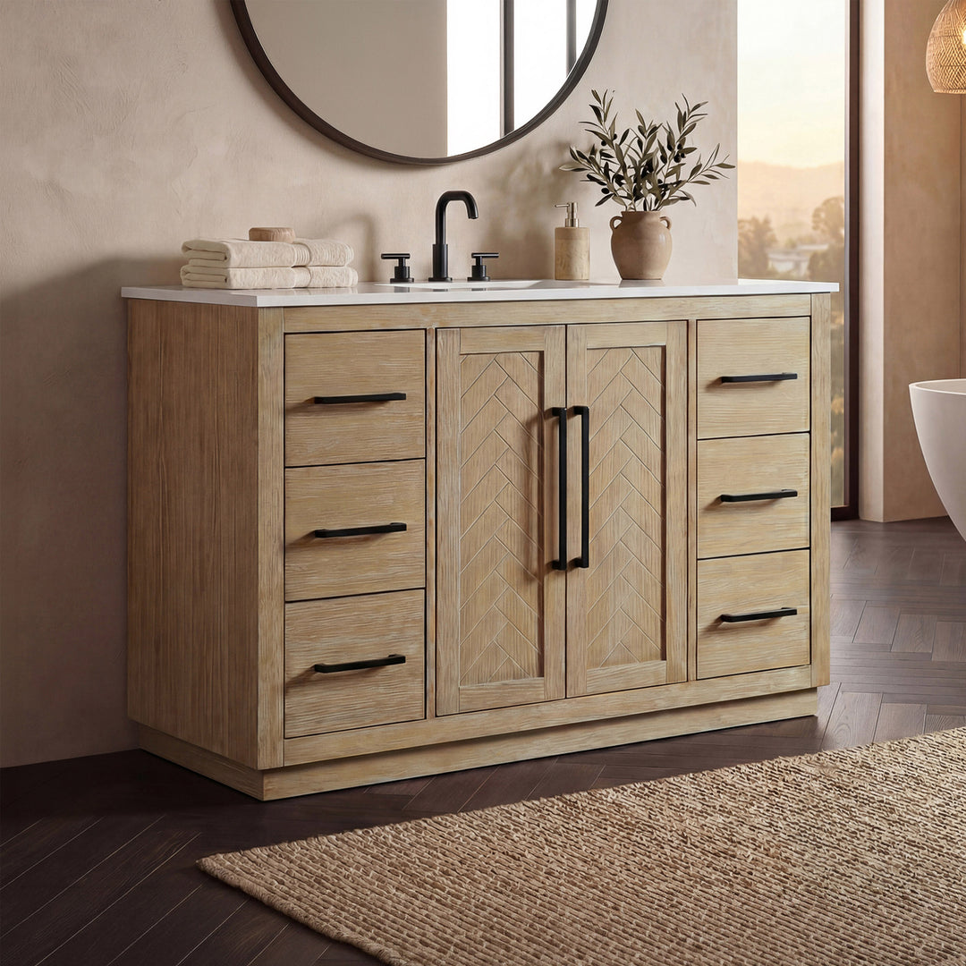48 Inch Single Bathroom Vanity In Linen Oak Linen Oak Finish - KITCHEN & BATH by Joshua Marshal