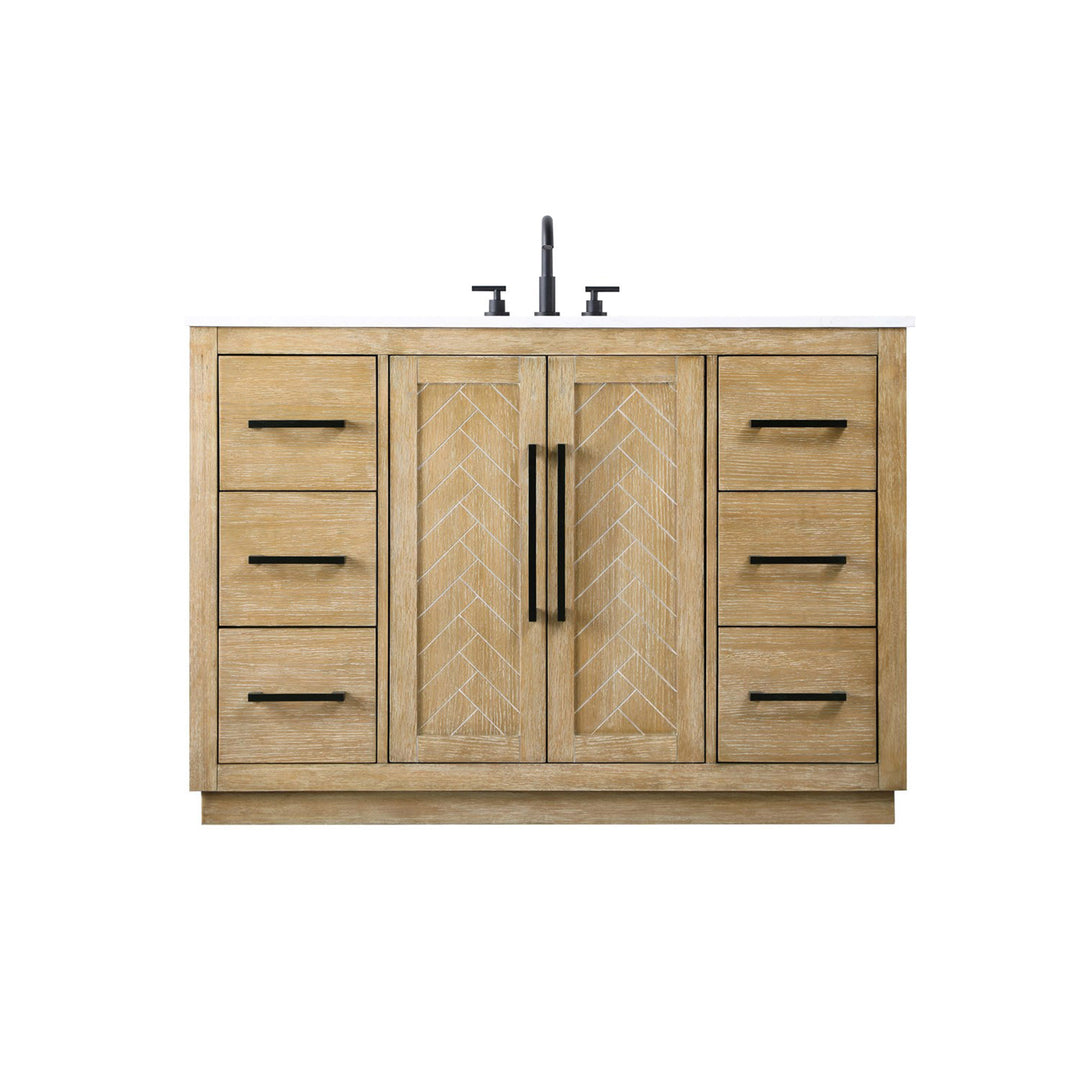 48 Inch Single Bathroom Vanity In Linen Oak - View 3 - Joshua Marshal