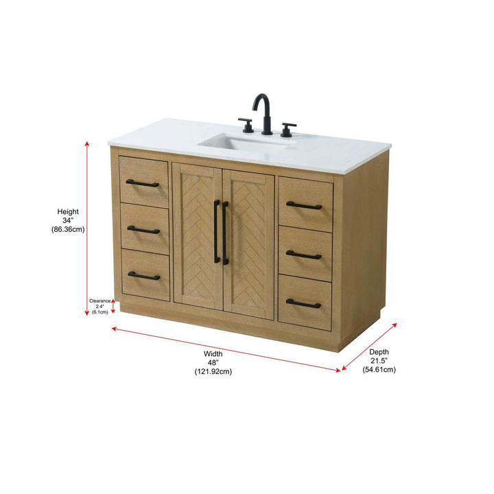 48 Inch Single Bathroom Vanity In Linen Oak - View 4 - Joshua Marshal