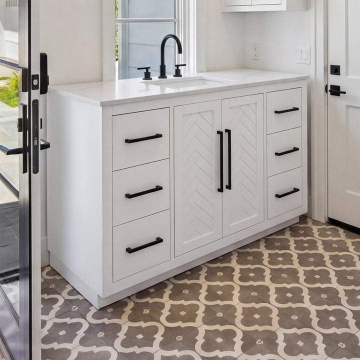 48 Inch Single Bathroom Vanity In White White Finish - KITCHEN & BATH by Joshua Marshal