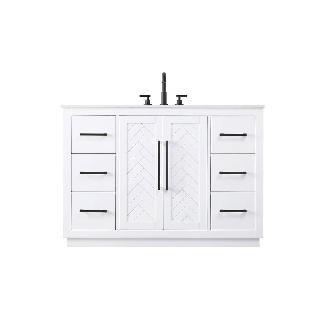 48 Inch Single Bathroom Vanity In White - View 3 - Joshua Marshal