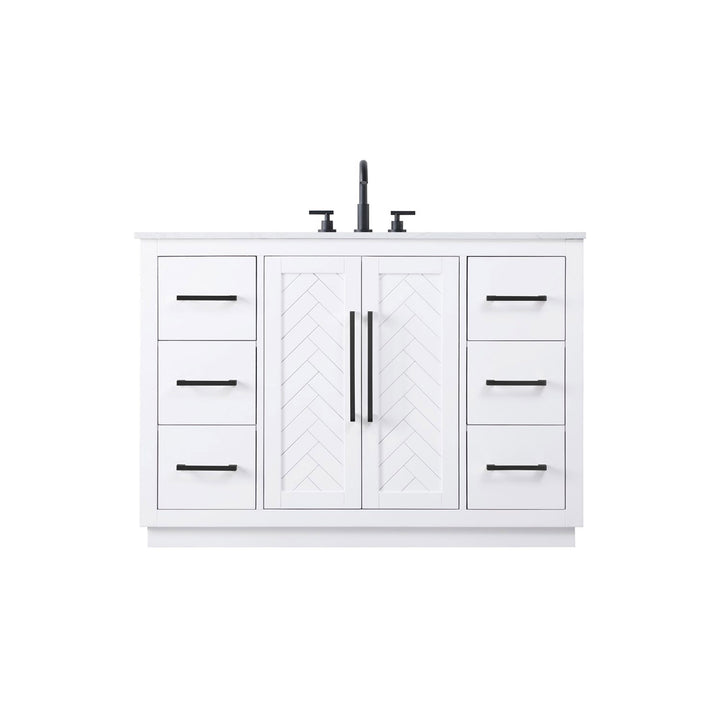 48 Inch Single Bathroom Vanity In White - View 3 - Joshua Marshal