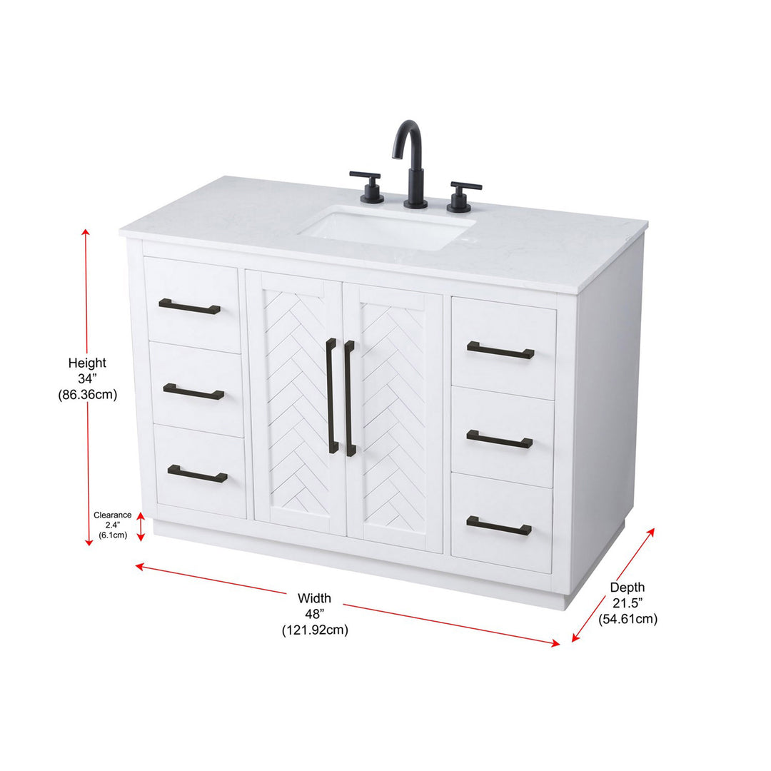 48 Inch Single Bathroom Vanity In White - View 4 - Joshua Marshal