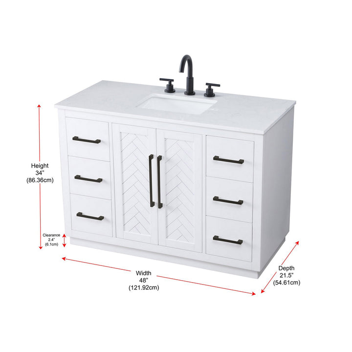 48 Inch Single Bathroom Vanity In White - View 4 - Joshua Marshal