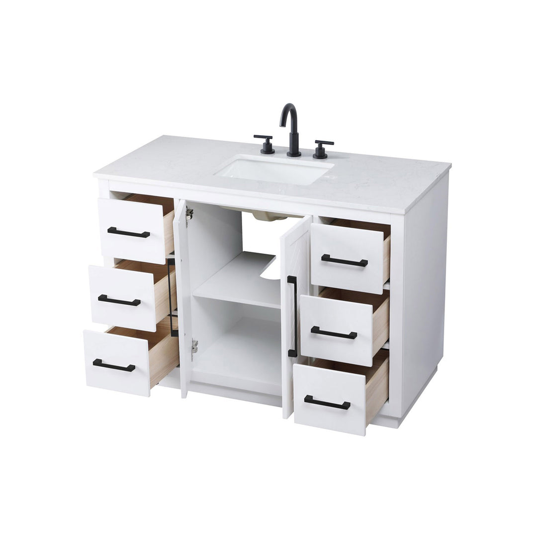 48 Inch Single Bathroom Vanity In White - View 5 - Joshua Marshal