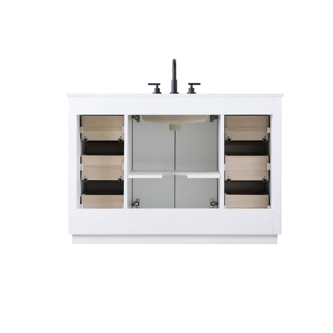 48 Inch Single Bathroom Vanity In White - View 6 - Joshua Marshal