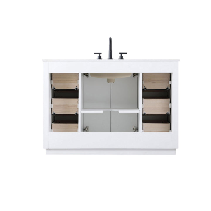 48 Inch Single Bathroom Vanity In White - View 6 - Joshua Marshal