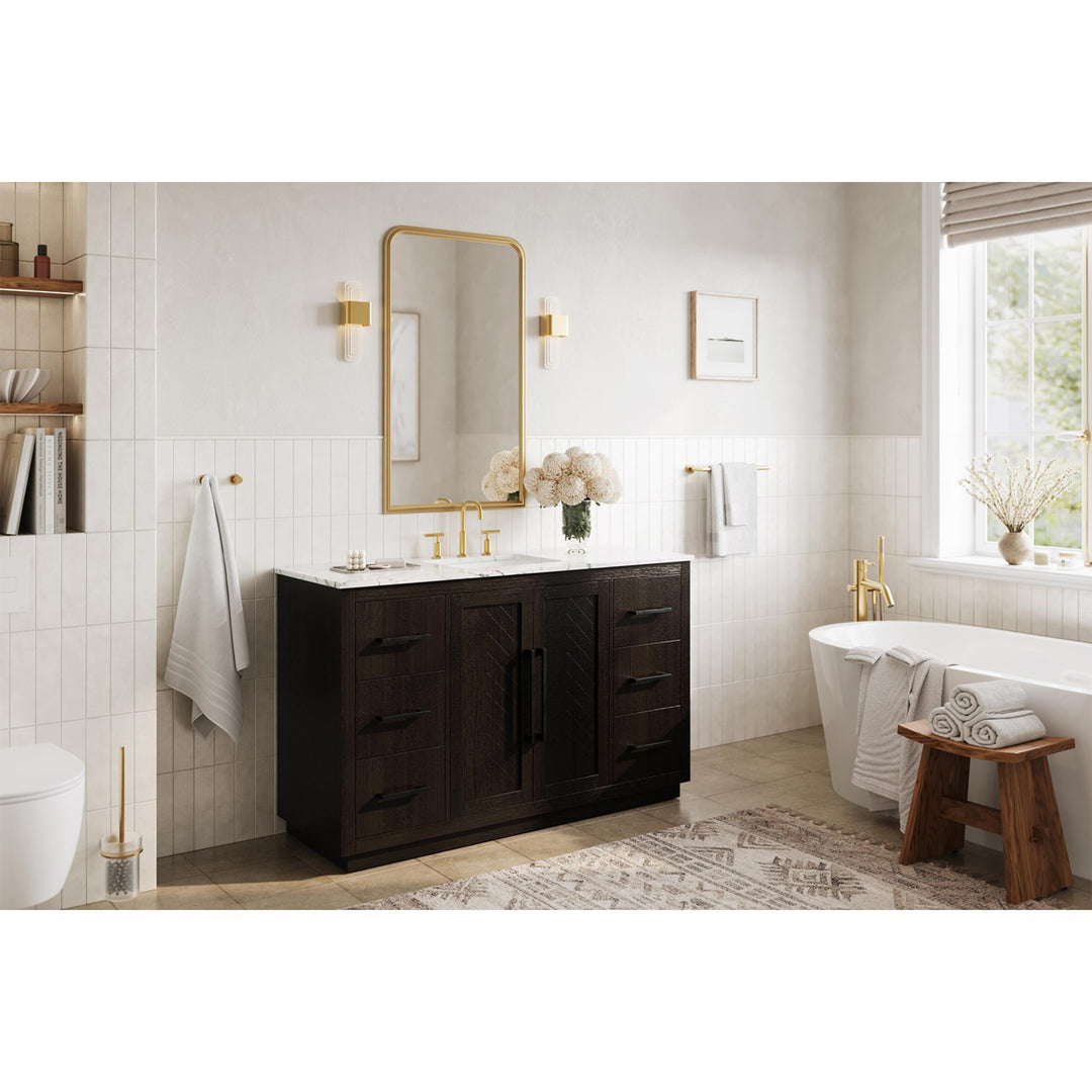 54 Inch Single Bathroom Vanity In Chocolate Oak - View 2 - Joshua Marshal